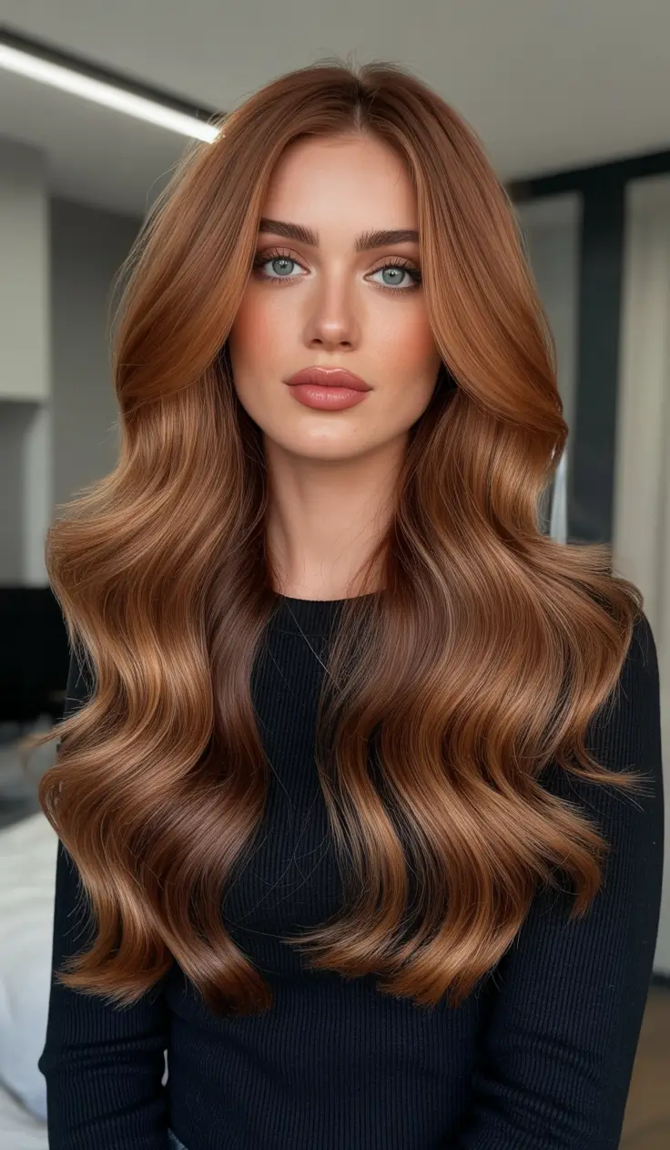Auburn hair color 2026 guide - Rich Auburn Hollywood Waves For Maximum Impact
