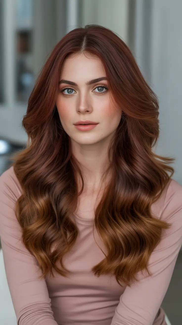 Auburn hair color 2026 guide - Deep Cinnamon Auburn With Cascading Waves