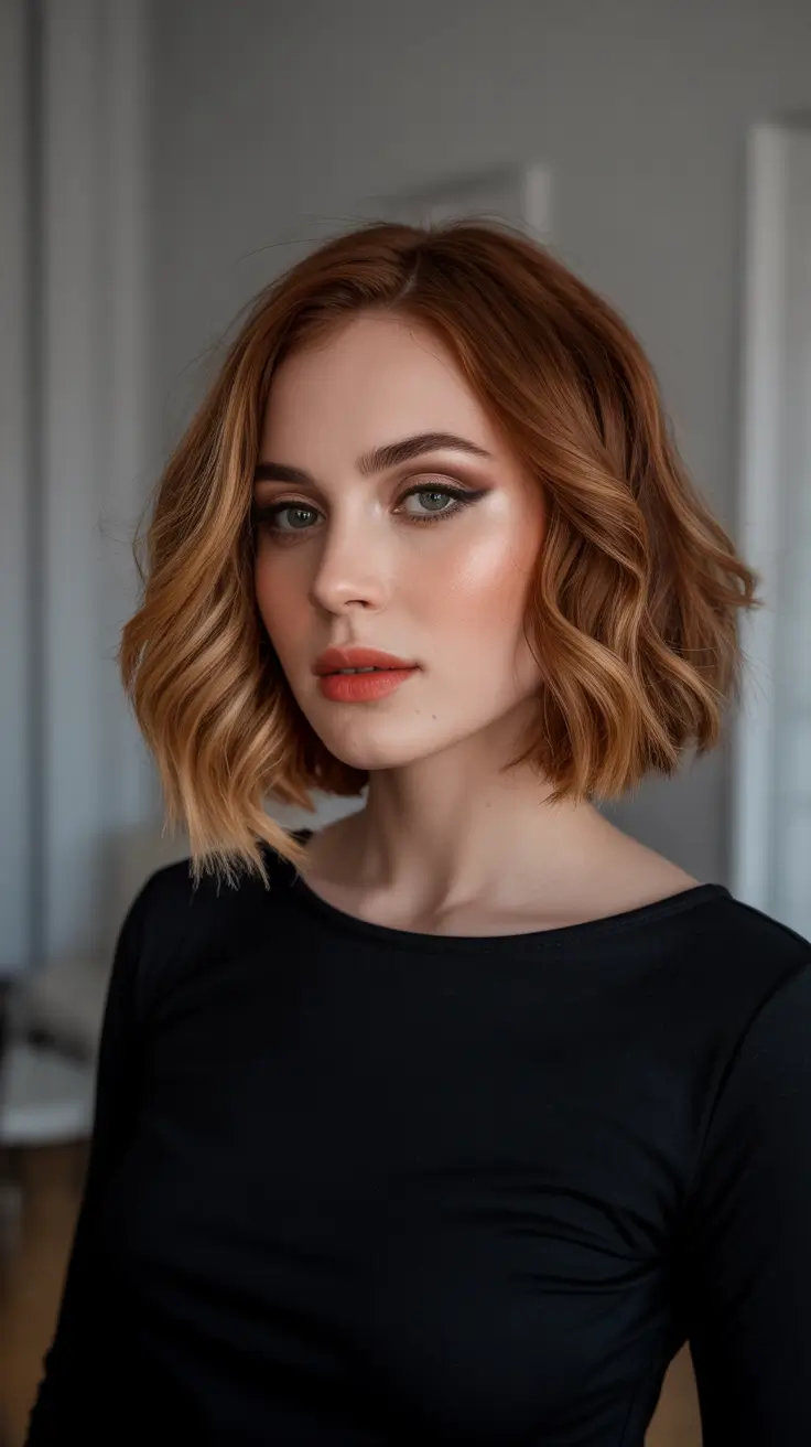Auburn hair color 2026 guide - Modern Auburn Textured Bob With Bright Ends