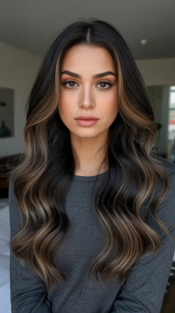 Balayage Hair Color Ideas 2026 - Cool Mocha Balayage For Low Maintenance Brunettes