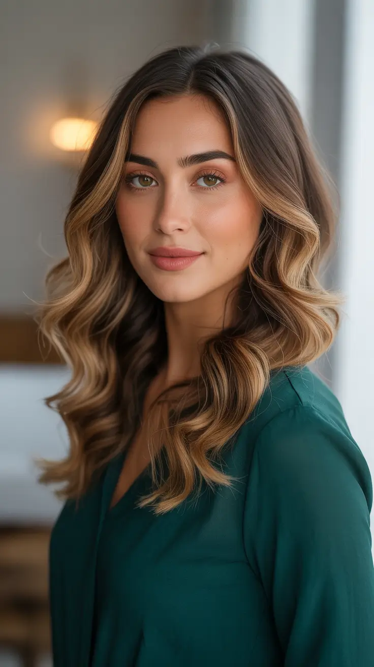 Balayage hair color ideas 2026 - Soft Caramel Balayage With Everyday Waves