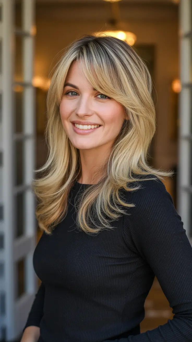 Best haircut inspo 2026 Butter Blonde Blowout Layers With Side Sweep