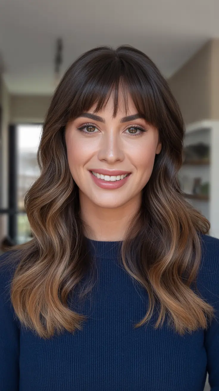 Best haircut inspo 2026 - Glossy Brunette Length With Soft Fringe