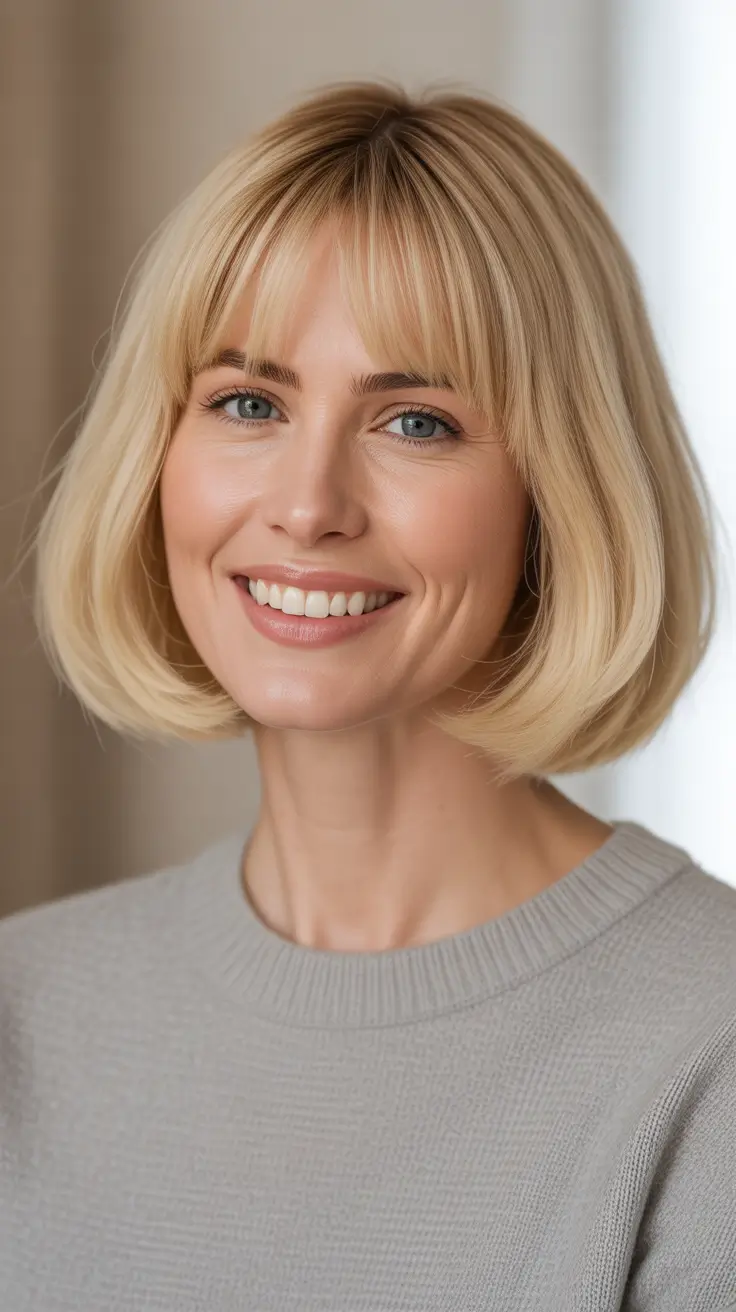 Best haircut inspo 2026 - French Blonde Bob With Airy Bangs