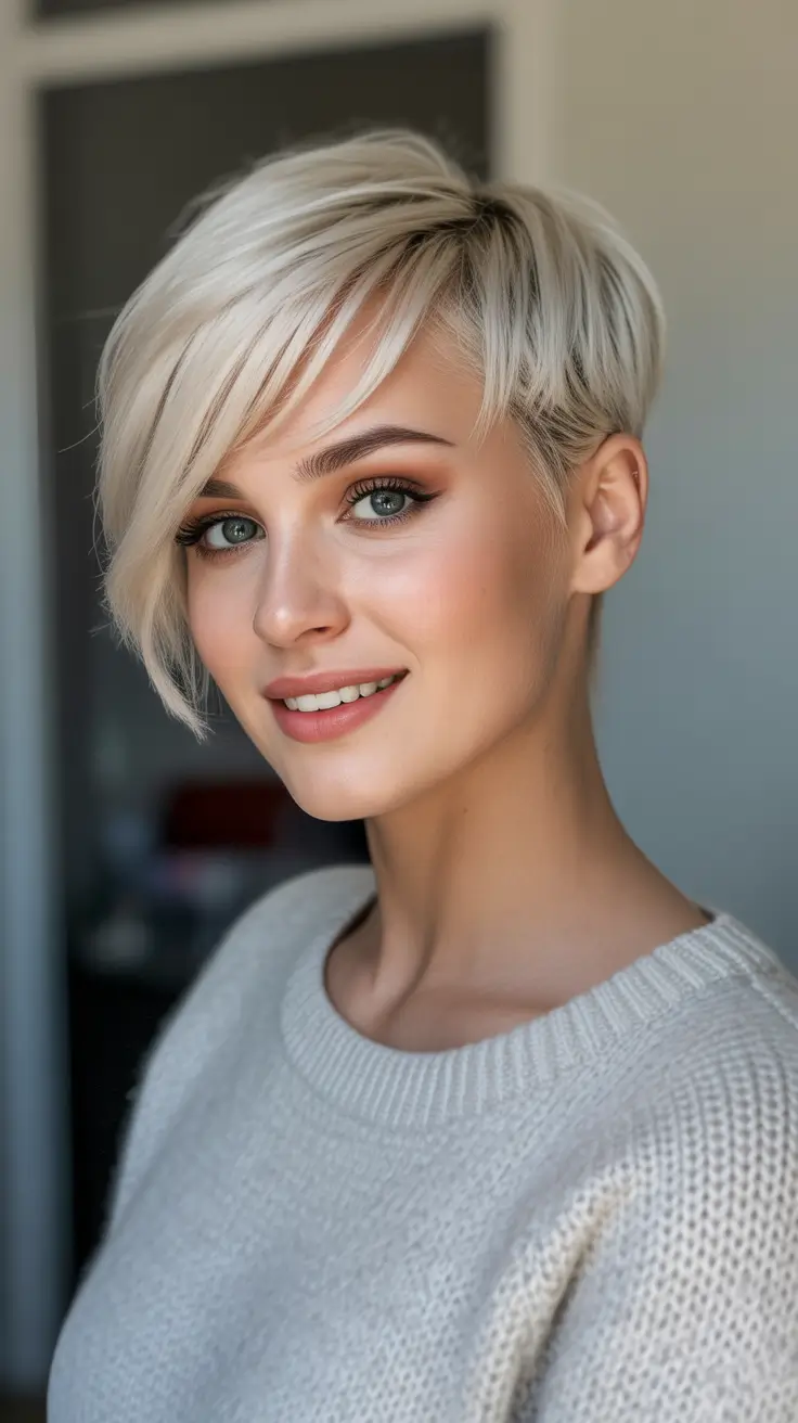 Best haircut inspo 2026 - Platinum Pixie With Side Sweep