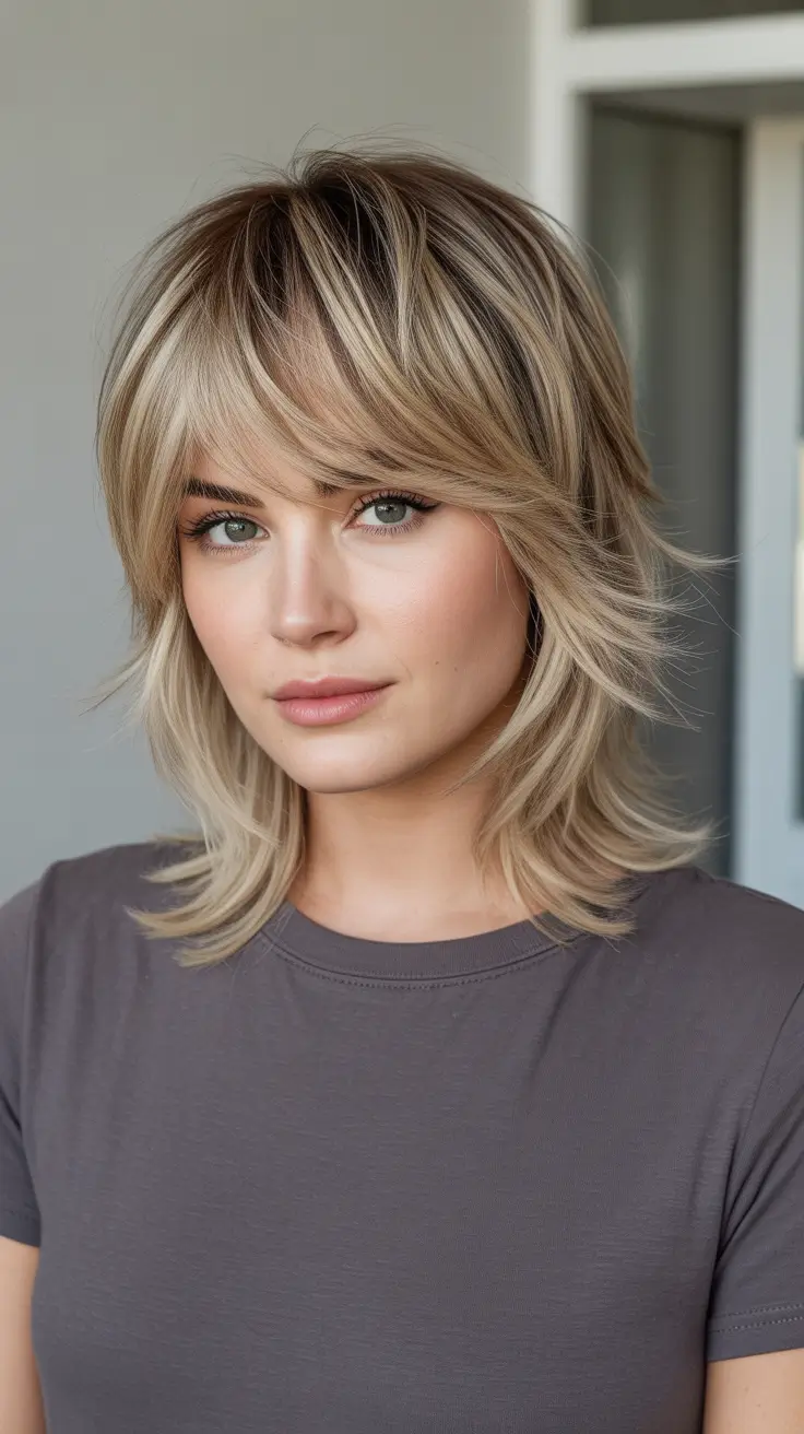 Best haircut inspo 2026 Feathered Medium Shag With Curtain Bangs Energy