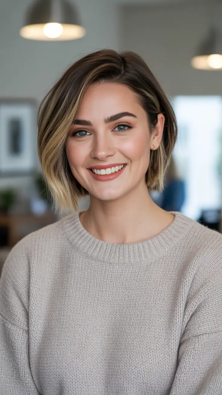 Best haircut inspo 2026 Side Part Angled Bob With Bright Blonde Ribbons