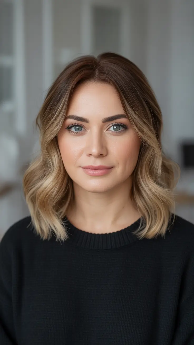 Best mid-length haircuts 2026 - Cool Beige Blonde Lob With Clean Center Part