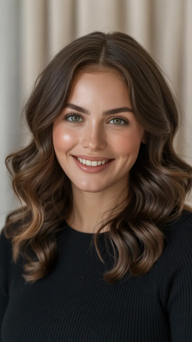 Best mid-length haircuts 2026 Glam Waves With Long Layers And High Shine