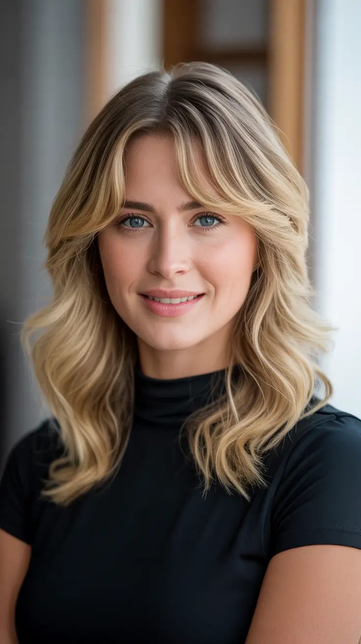 Best mid-length haircuts 2026 Airy Curtain Bangs With A Light 2026 Blowout