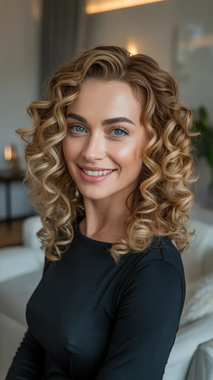 Blonde hair color 2026 - Golden Curly Blonde With Defined Volume