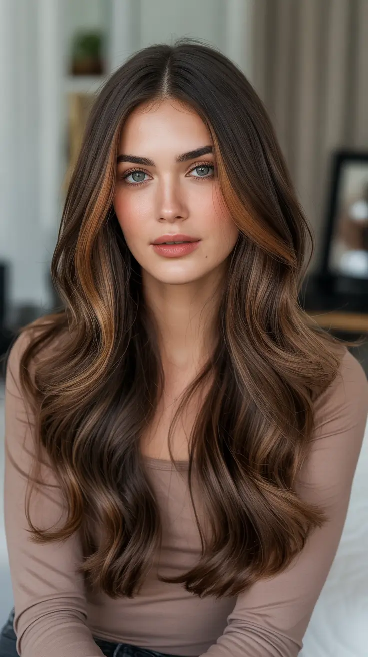 Brown hair colors 2026 Copper Ribbon Brunette With Glossy Length