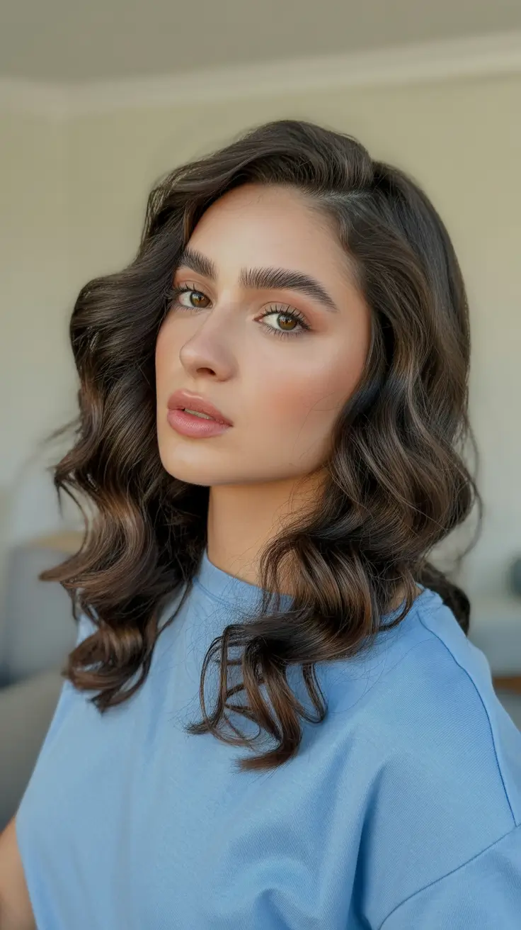 Brunette hair color 2026 trends - Rich Chocolate Waves With Old Hollywood Lift