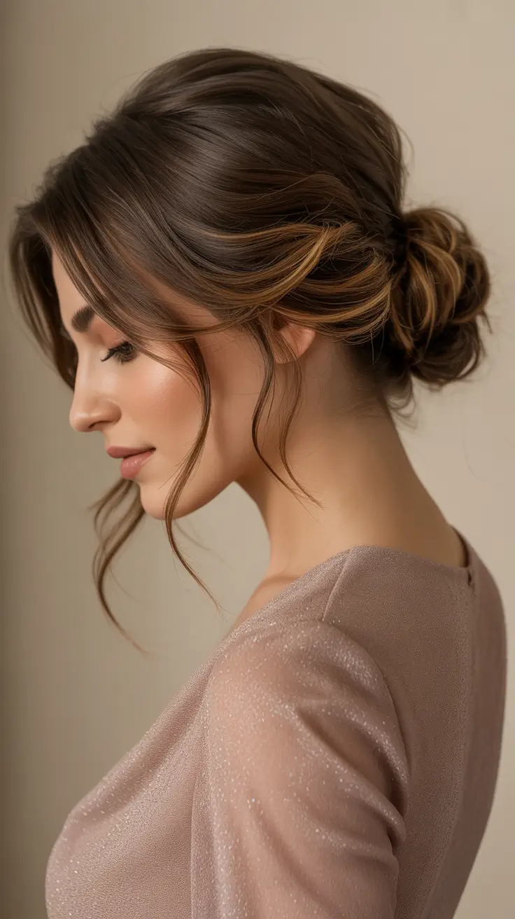Cute Bun Hairstyles 2026 Soft Low Bun With Romantic Face Framing Strands