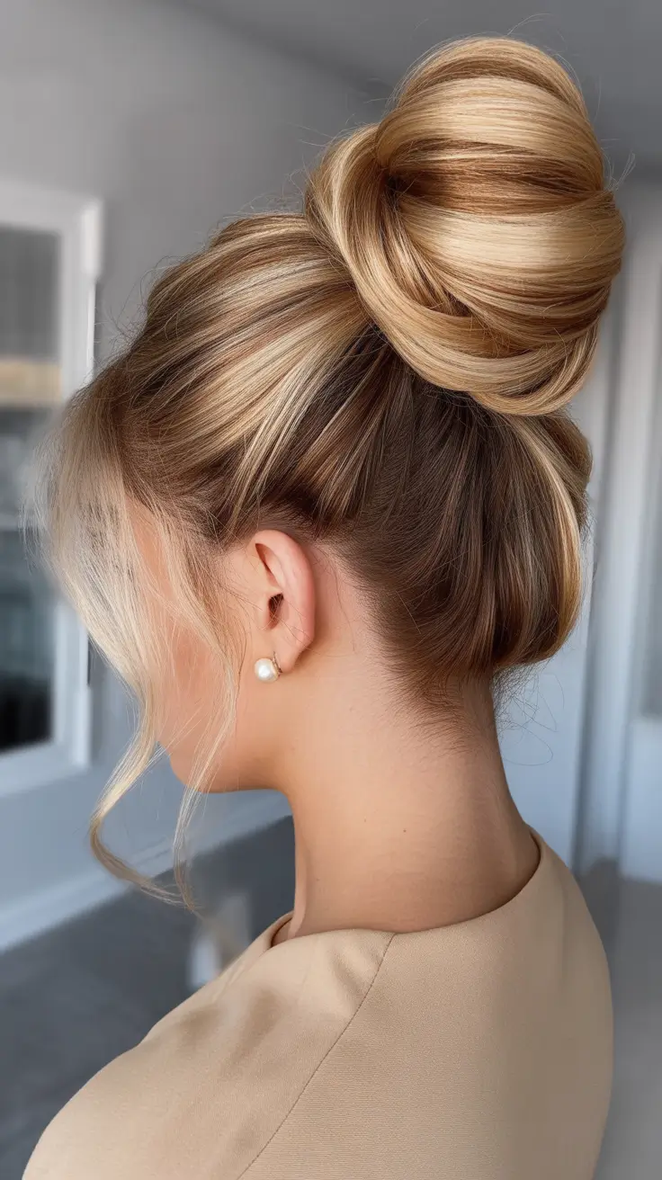 Cute bun hairstyles 2026 Classic High Bun With Soft Face Framing Pieces