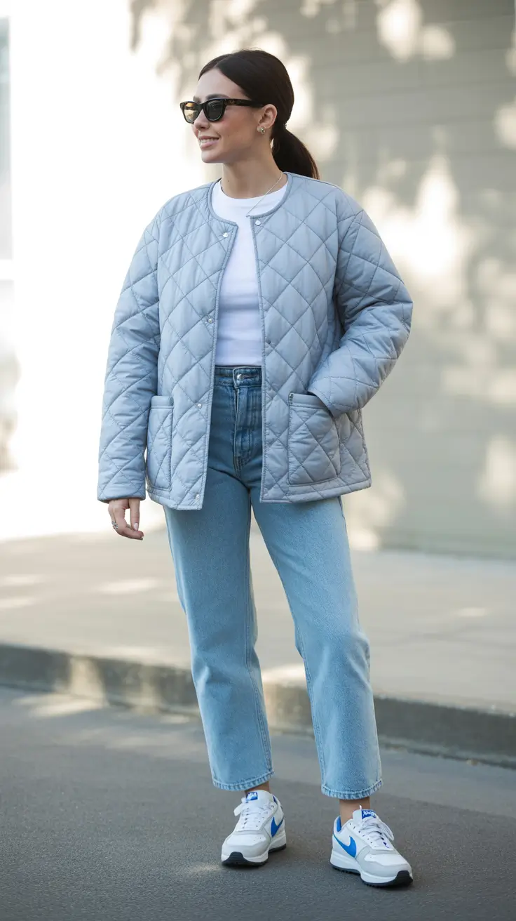 Casual everyday outfits 2026 - Quilted Jacket And Cropped Denim Daylight