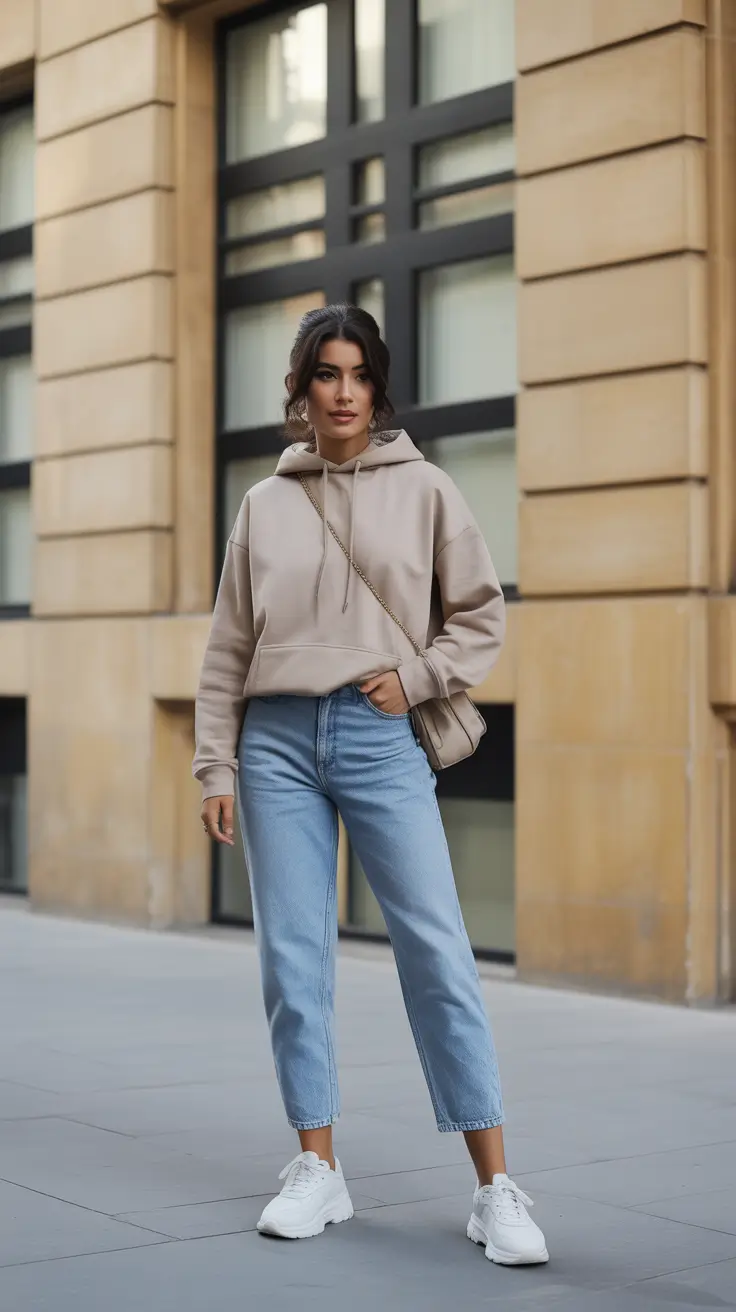 Casual Mom Outfits 2026 Soft Hoodie And Cropped Denim For Off-Duty Cool