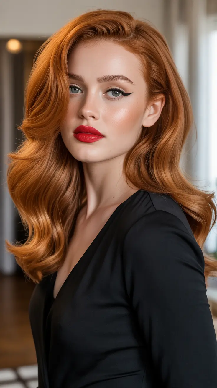 Copper Hair Color 2026 Classic Hollywood Golden Copper Glam