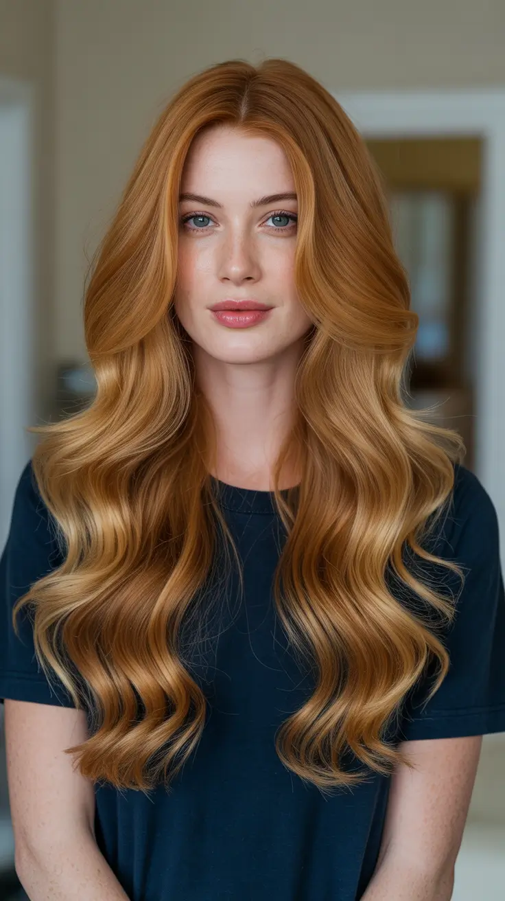 Copper Hair Color 2026 Golden Copper Mermaid Length Waves