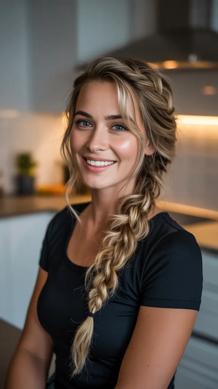 Cute braided hairstyles 2026 Loose Side Braid With Airy Face Framing Pieces