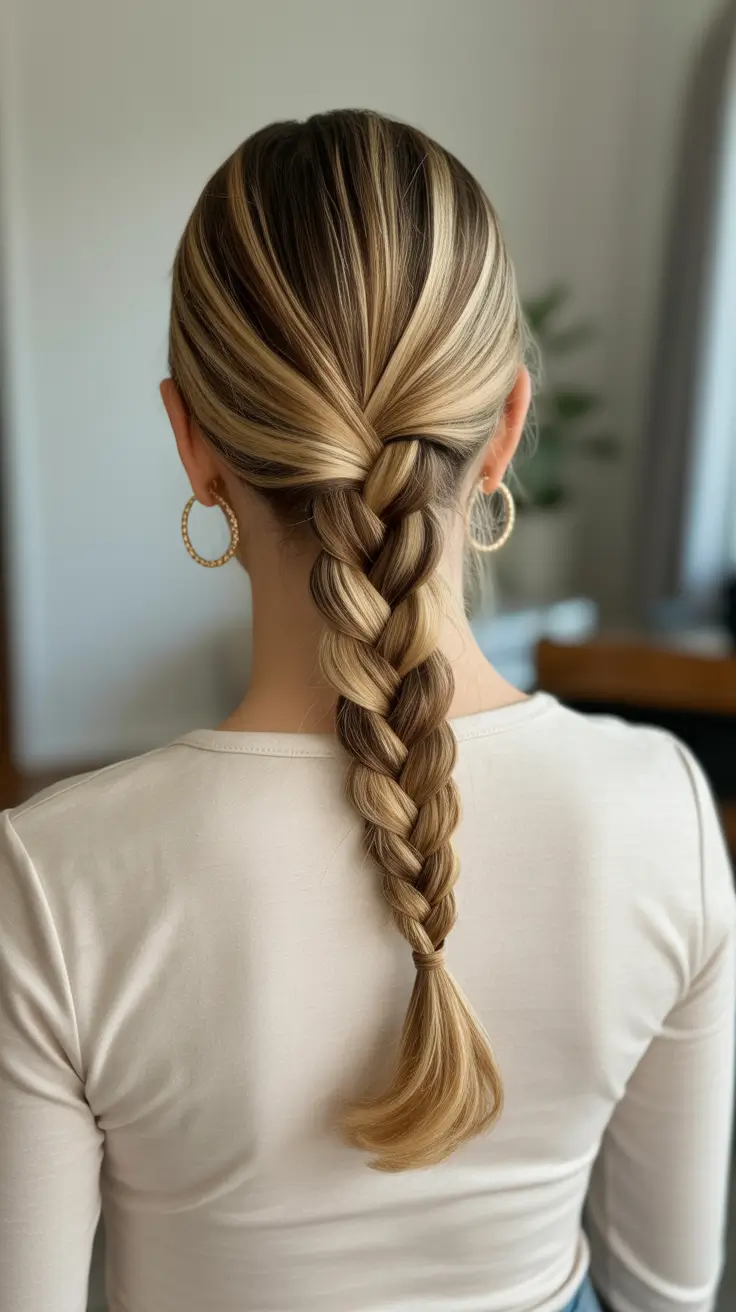 Cute braided hairstyles 2026 Sleek Braided Ponytail With High Contrast Highlights