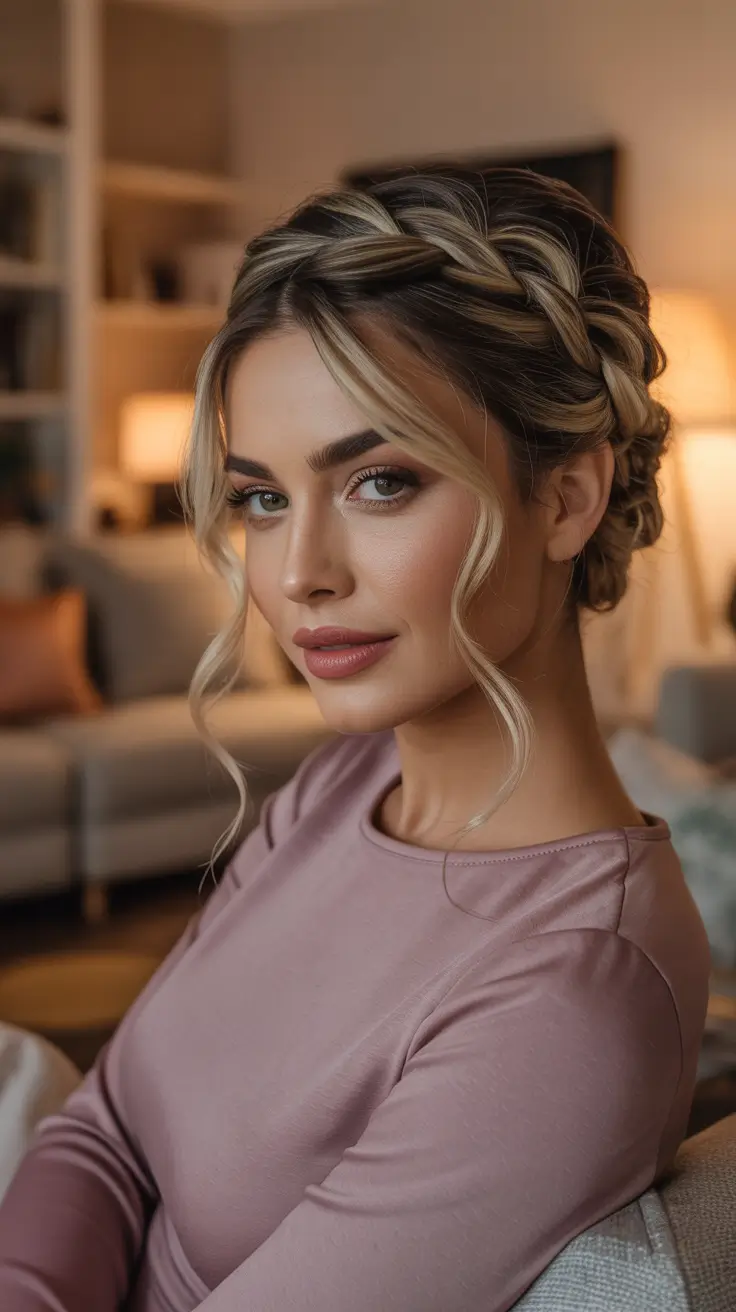 Cute braided hairstyles 2026 Braided Crown Updo With Soft Loose Curls