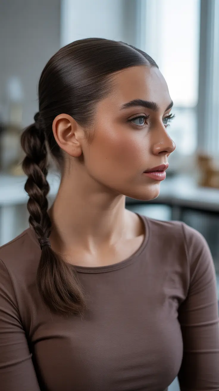 Cute braided hairstyles 2026 Sleek Low Braid Ponytail With Quiet Luxury Energy