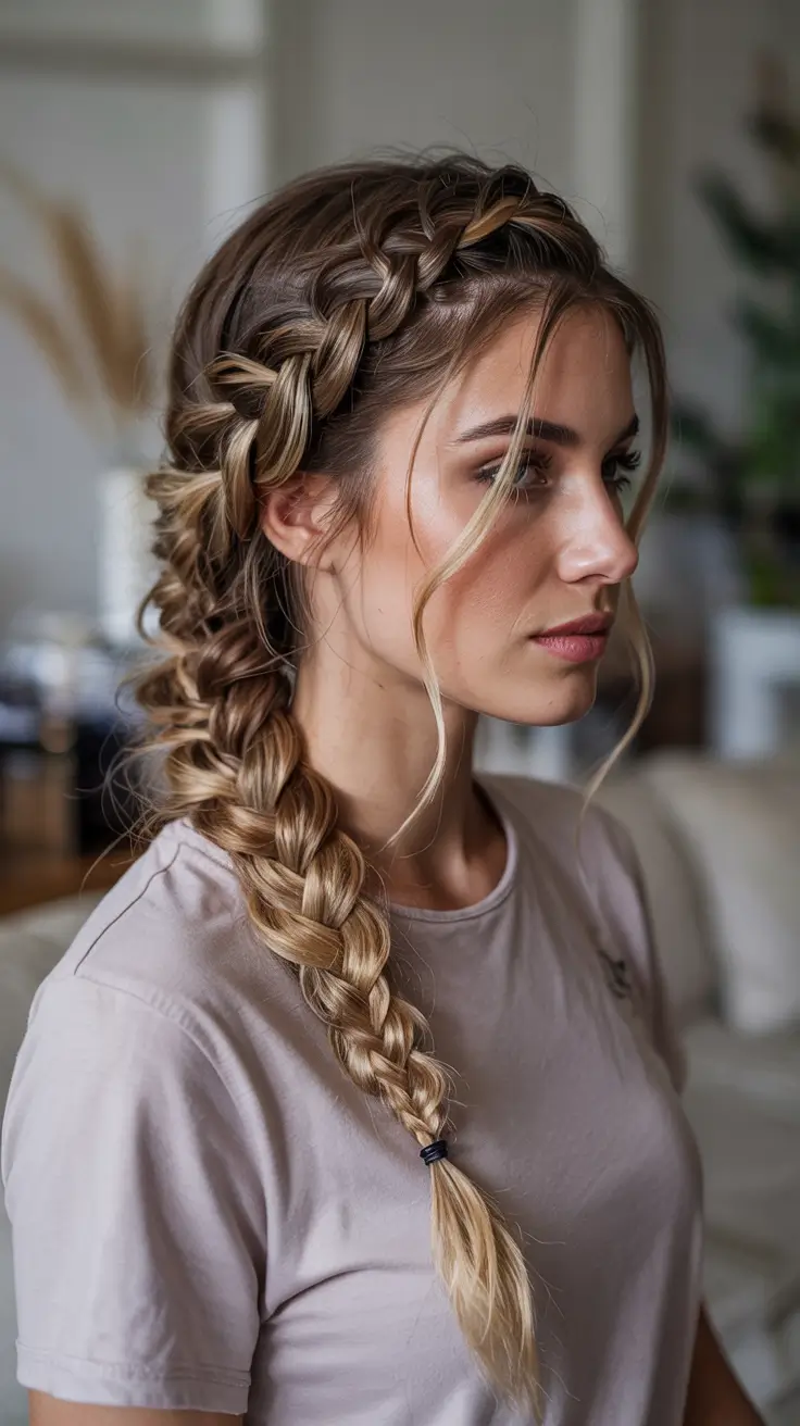 Cute braided hairstyles 2026 Soft Halo Braid With A Long Romantic Plait