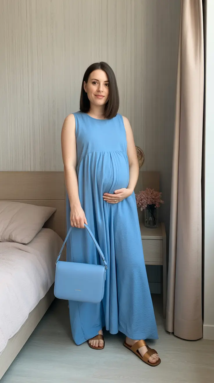 Cute pregnancy outfits 2026 - Sky Blue Maxi That Feels Like A Cool Breeze