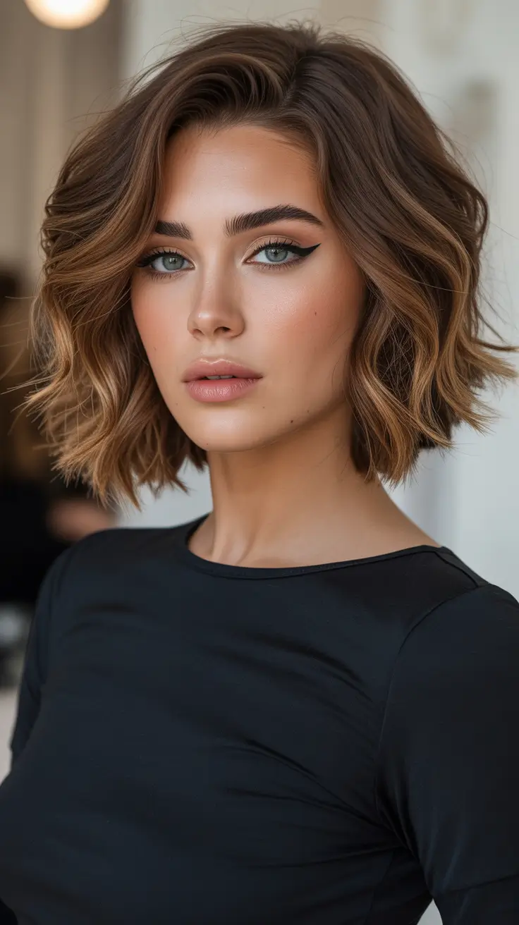 Cute short hairstyles for women 2026 Textured Short Lob With Glam Volume Waves
