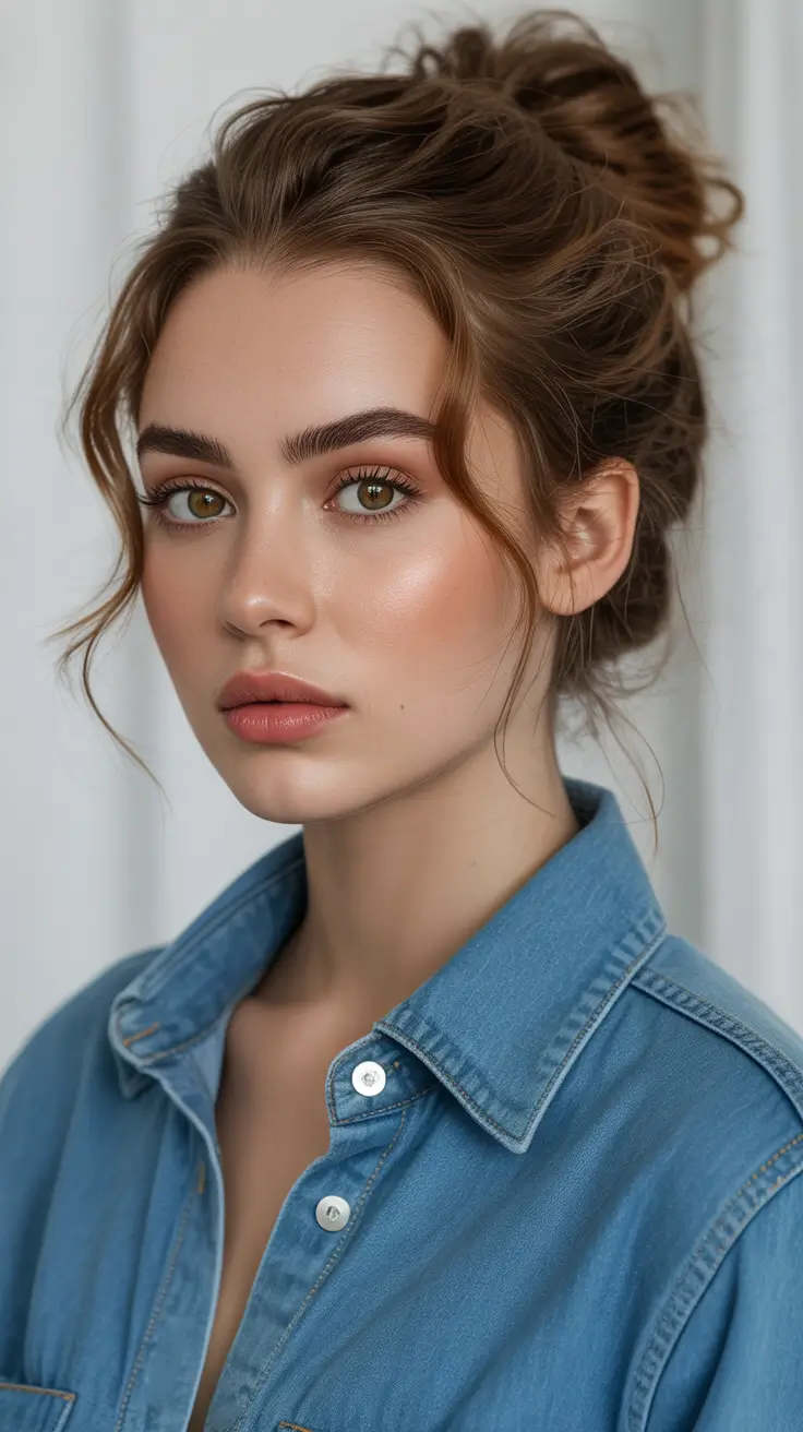 Easy hairstyle ideas 2026 Effortless Messy Bun With Loose Tendrils