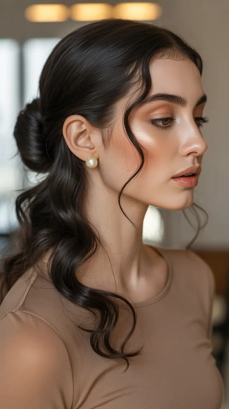 Easy hairstyle ideas 2026 - Elegant Low Wave Bun For Evenings
