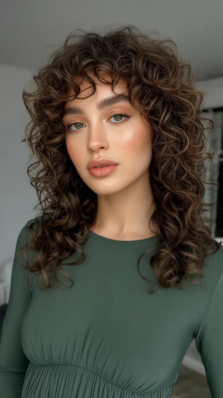 Easy hairstyle ideas 2026 - Soft Curly Shag With Airy Fringe