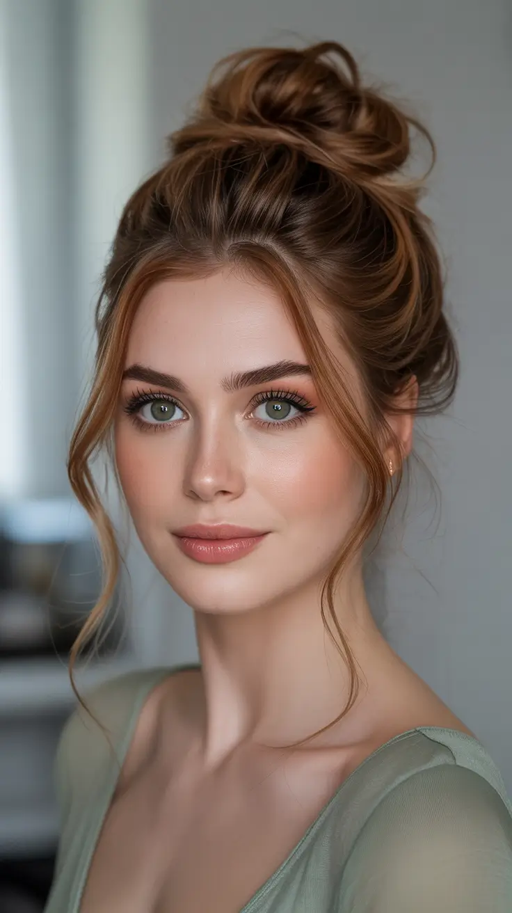 Easy hairstyle ideas 2026 Whipped Messy Bun For Soft Glam Days