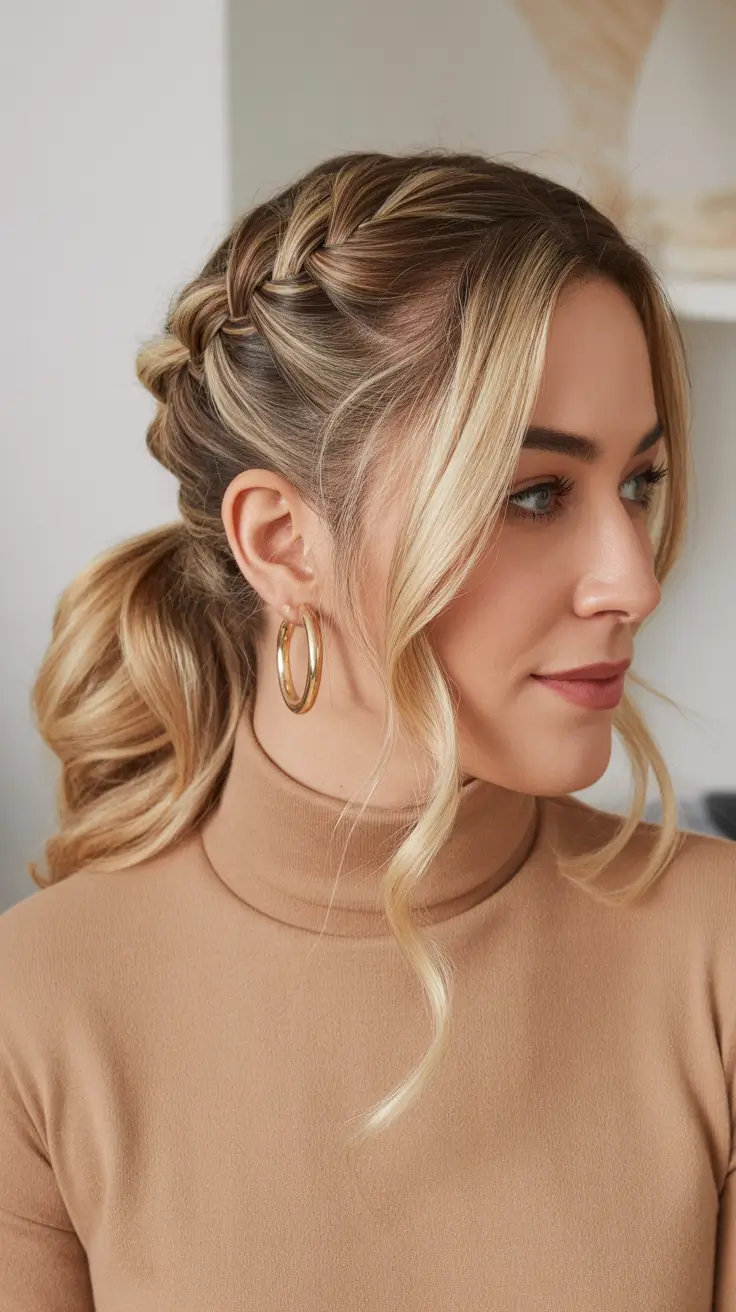 Easy hairstyle ideas 2026 - Braided Side Ponytail With Soft Waves