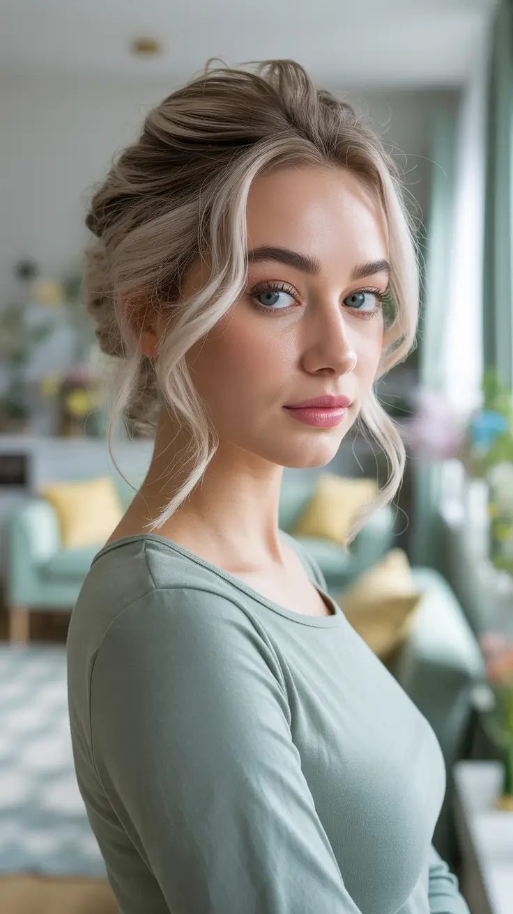 Easy hairstyle ideas 2026 Soft Romantic Updo With Face Framing Strands