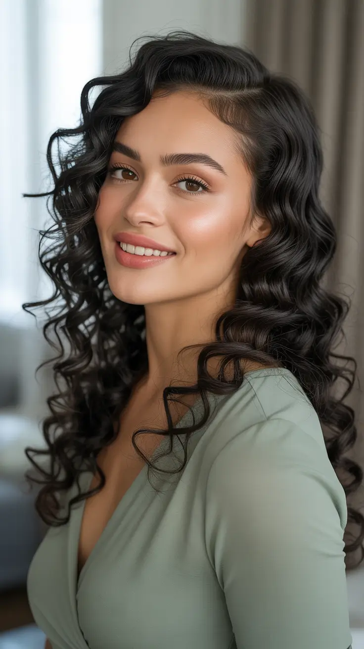 Hairstyle ideas for women 2026 - Glamorous Side Part Spiral Curls