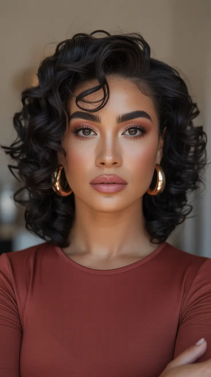 Hairstyle ideas for women 2026 Statement Short Curly Volume With A Glam Side Sweep