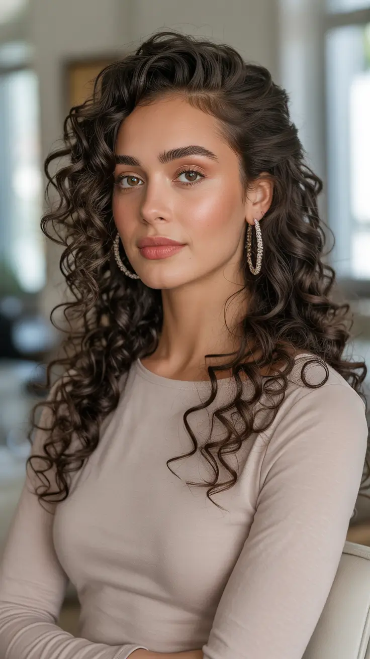 Hairstyle ideas for women 2026 - Side-Swept Glam Curls With Soft Volume