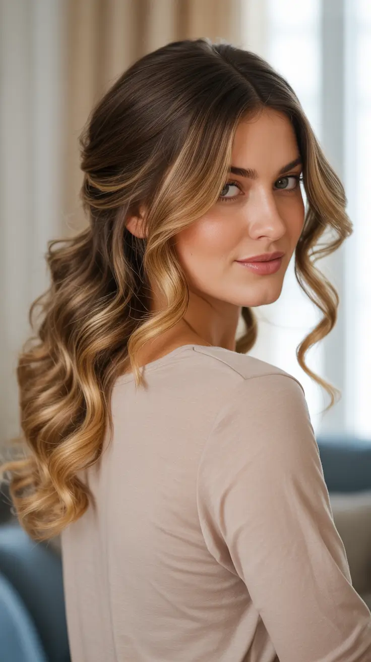 Cute half up half down hairstyles 2026 - Golden Party Curls Half Up