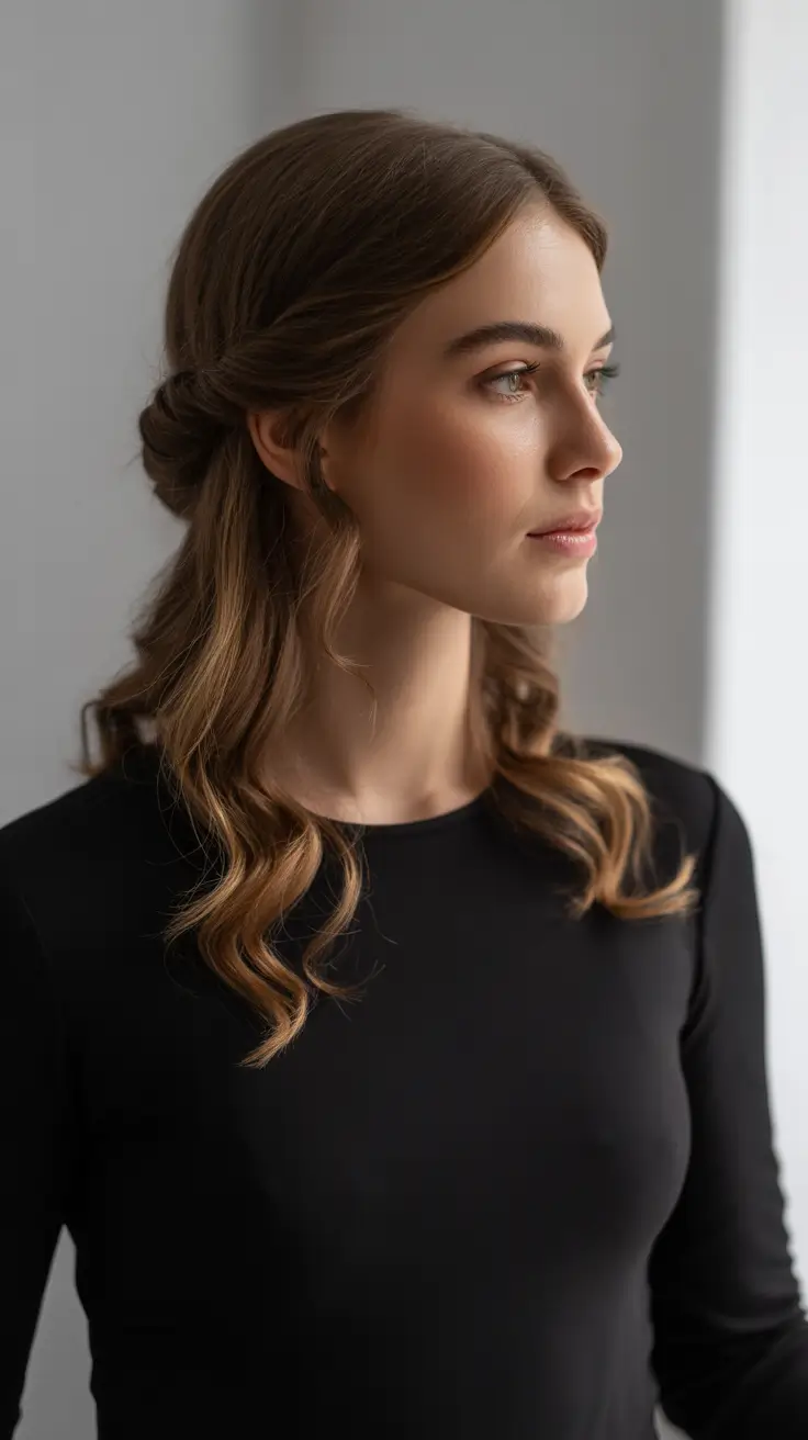 Cute half up half down hairstyles 2026 - Minimal Twisted Half Up