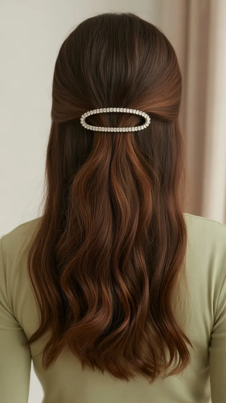 Cute half up half down hairstyles 2026 Minimal Pearl Barrette Half Up