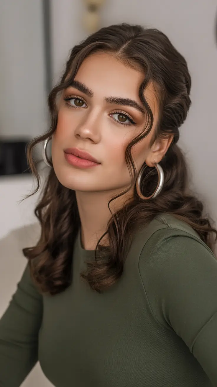 Cute half up half down hairstyles 2026 - Romantic Curls With Soft Face Frame