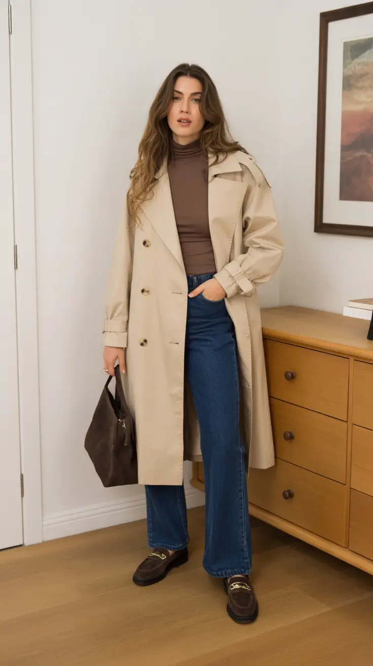 New Casual Outfits For Women 2026 - Trench Coat Knit And Denim For Smart Fall Days