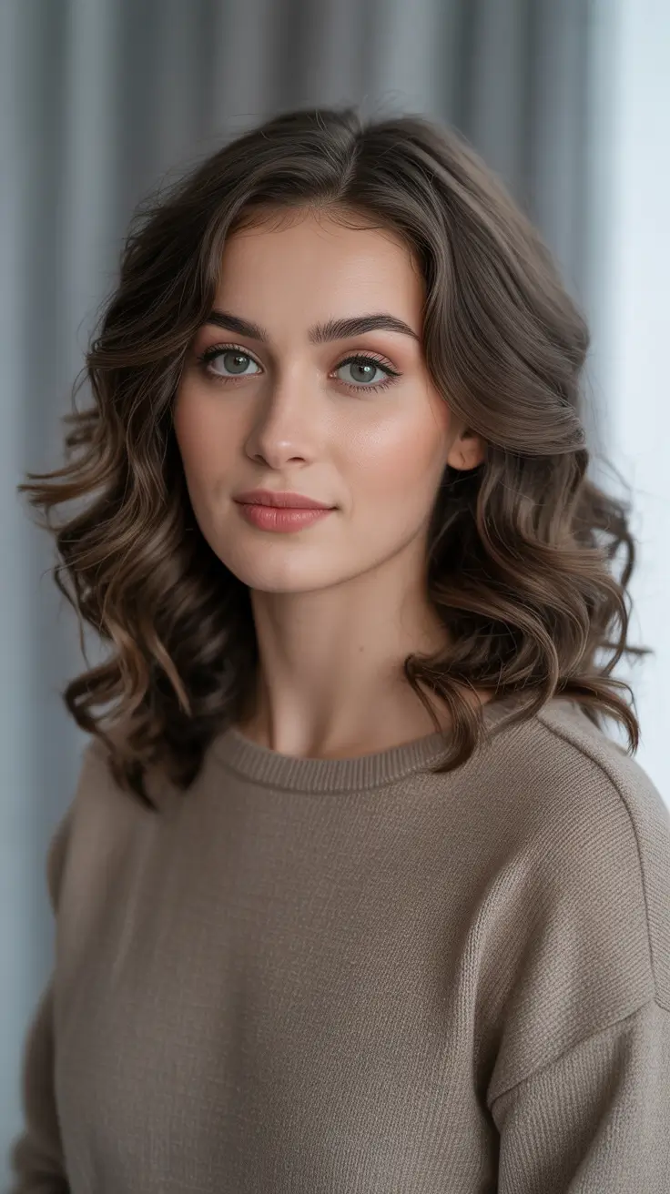 Trendy lob haircuts 2026 Brunette Curly Lob With Plush Layers