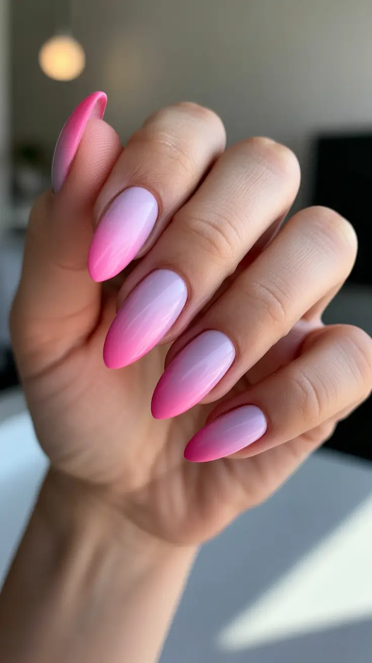 Almond Spring Nails 2026 + Soft Lavender To Hot Pink Ombre Tips