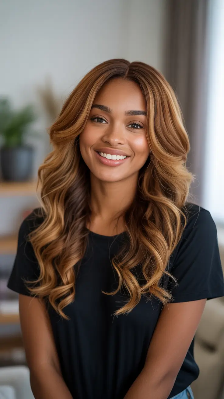 Best hair color for brown skin 2026 - Honey Bronze Waves That Feel Like Summer