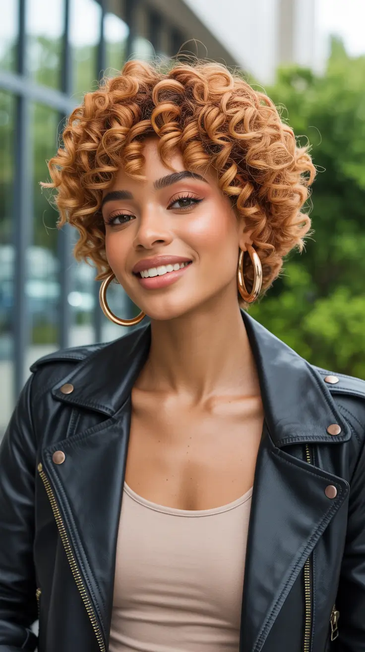 Best hair color for brown skin 2026 Copper Curl Crop That Looks Like Sunshine