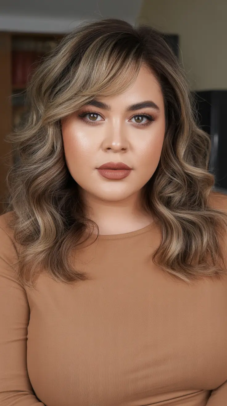 Best haircuts for fat faces 2026 - Long Lived In Layers With Side Fringe And Soft Volume