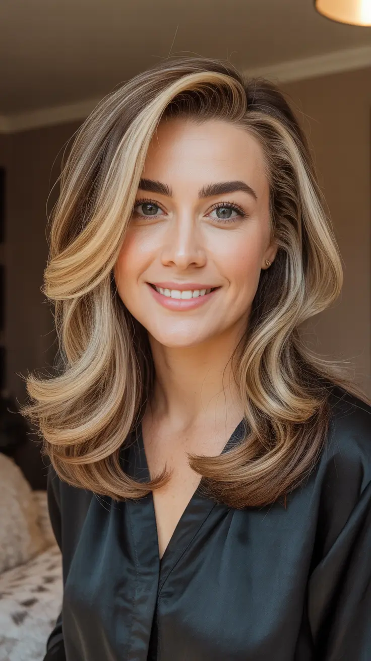 Best haircuts for medium hair 2026 - Glossy Butterfly Blowout With Bright Face Framing